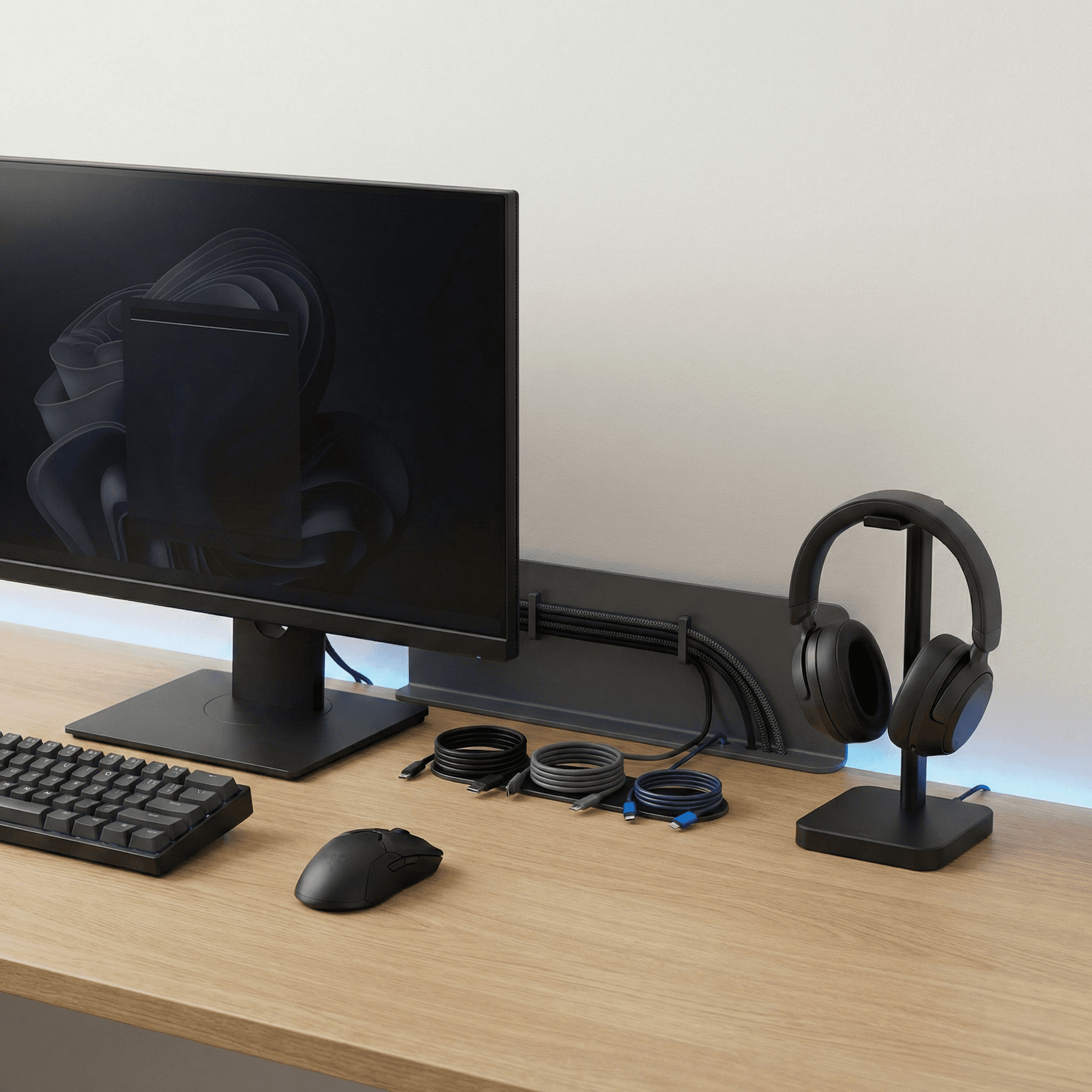 Creator kit clean gaming desk cable routing
