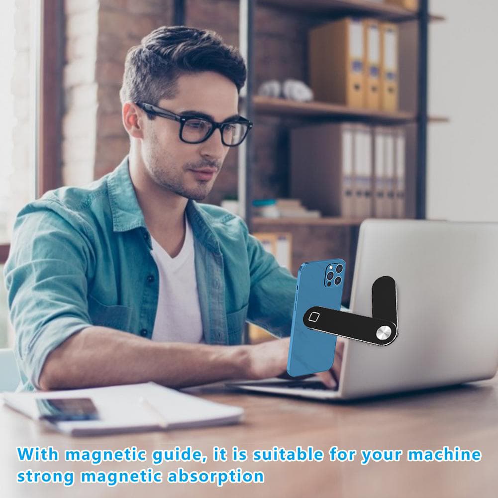 Laptop Phone Holder, Adjustable Laptop Side Mount Clip, Magnetic Laptop Monitor Mount, Computer Laptop Cellphone Stand Foldable Aluminum Expansion Bracket Tablet Clip For Dual Screen thumbnail 4