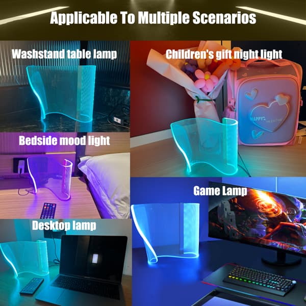Modern Curved RGB Table Lamp For Bedrooms & Desks - Futuristic Mood Lighting For Game Rooms thumbnail 6