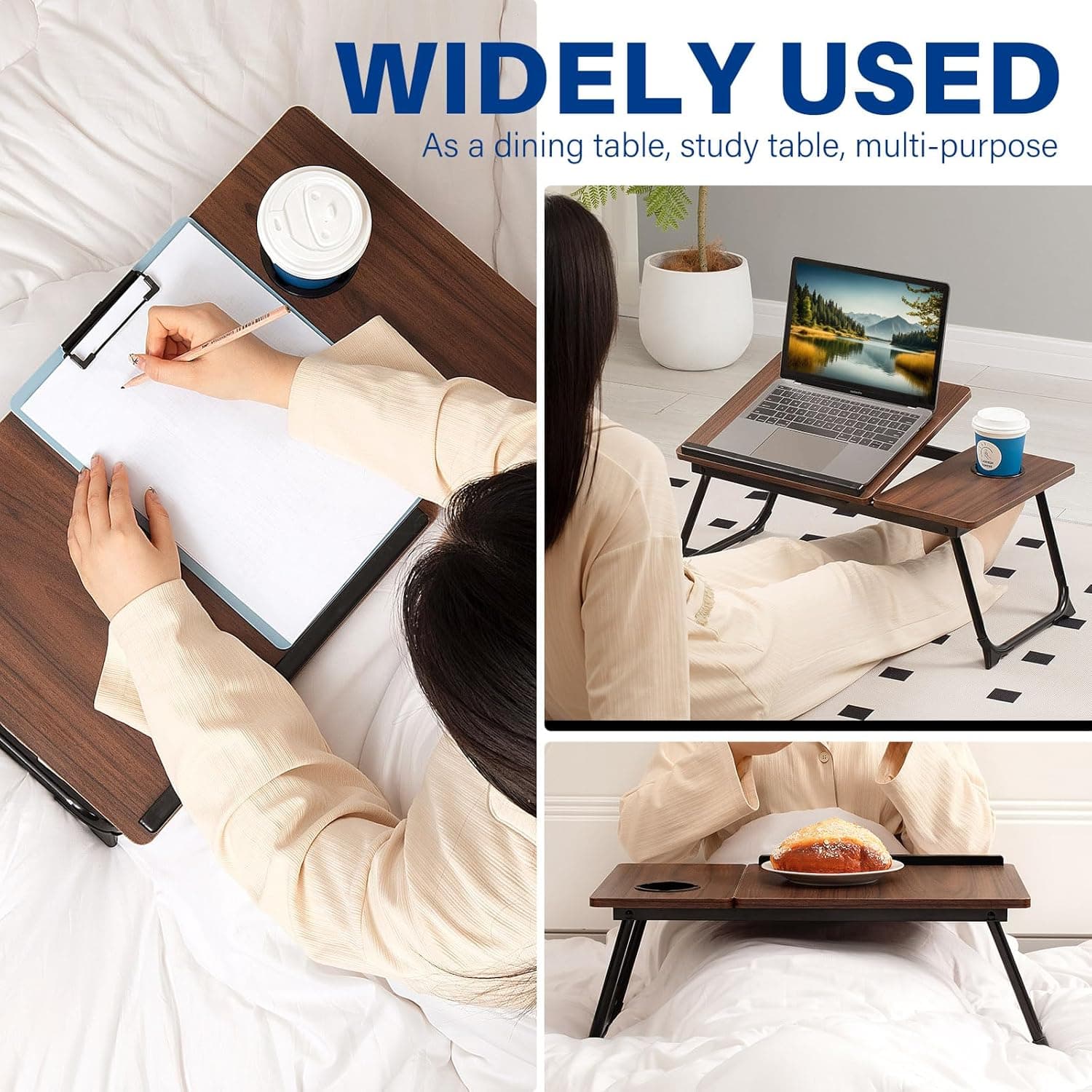 Adjustable Laptop Desk,Bed Computer Desk, Foldable Study Desk, Bedroom, Children's Adjustable Table, Small Coffee Table, Dining Table, Adjustable Solid Wood Writing Desk thumbnail 7