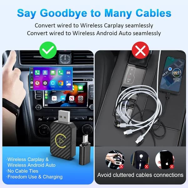 2 In 1 Wireless Apple CarPlay Adapter, For Both Apple And Android,converts Wired To Wireless, Suitable For Factory Wired CarPlay Cars From 2017 thumbnail 5