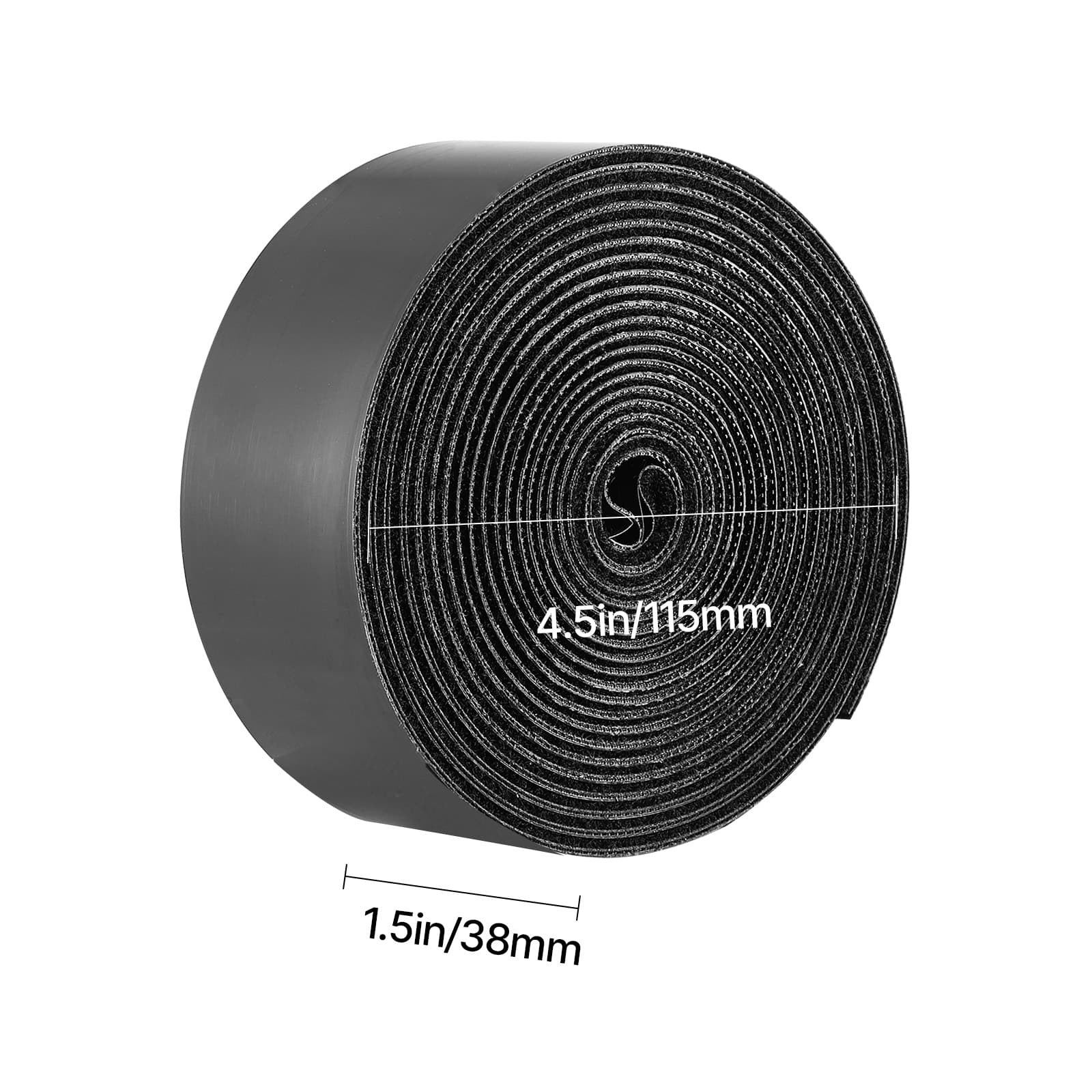 16 Ft X 1.5 In Hook And Loop Tape Nylon Self Adhesive Strips Roll Black