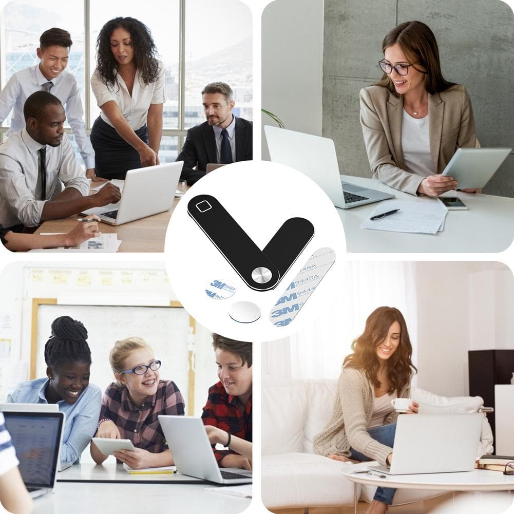 Laptop Phone Holder, Adjustable Laptop Side Mount Clip, Magnetic Laptop Monitor Mount, Computer Laptop Cellphone Stand Foldable Aluminum Expansion Bracket Tablet Clip For Dual Screen thumbnail 5