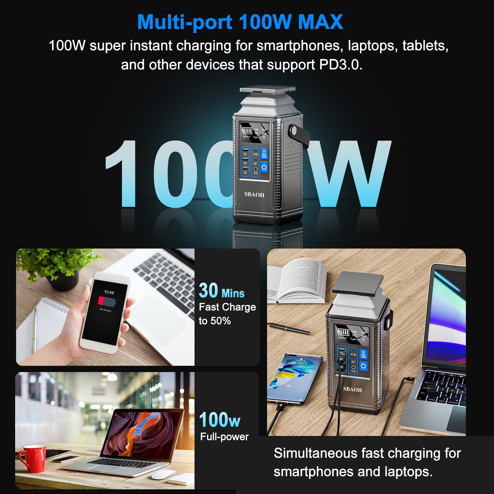Power Station 296Wh Lithium Battery Mobile Power Supply 80000mAh Portable Rechargeable Battery Outdoor Energy Storage Power Supply thumbnail 5