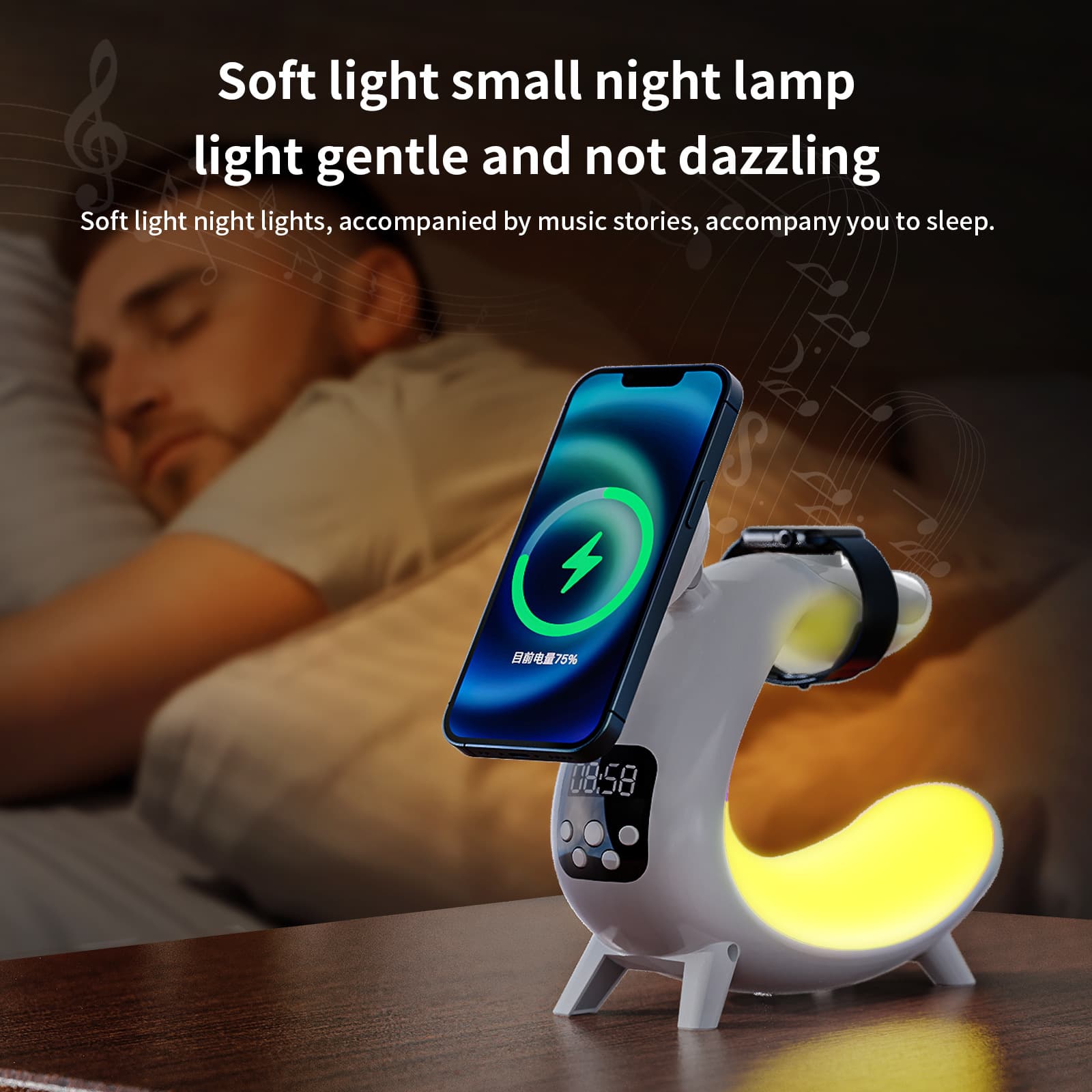 Liuyi Multi-function Wireless Charging Bedside Table Lamp thumbnail 2