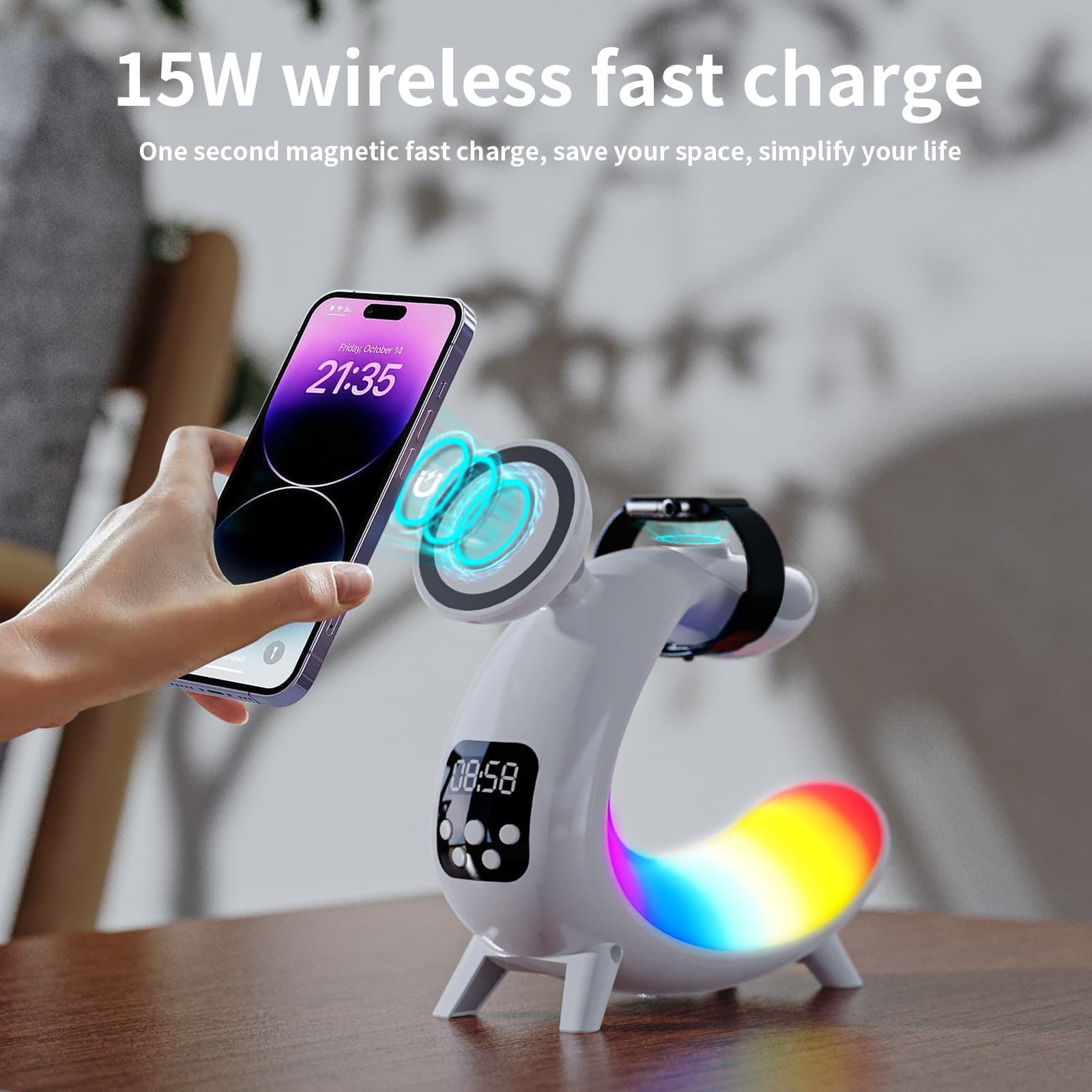 Liuyi Multi-function Wireless Charging Bedside Table Lamp image 1