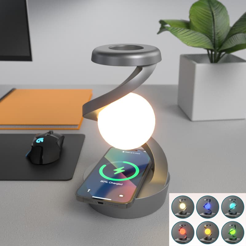 Rotating Moon Desk Lamp With Phone Wireless Charging Sensor Control Table Lamps Decorative Desktop Lamp Small Night Lamp Home Decor image 1